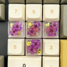 4pcs Purple Translucent & Anti-scratch Abs Resin Flower Pattern Keycaps For Mechanical Keyboard - Purple - View 5