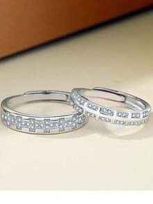 One Pair Of Real Shot 925 Sterling Silver Rings - Milky Way Stars Lovers Rings, Simple & Exclusive Design, High-end Sense New Arrival - couple rings - View 3