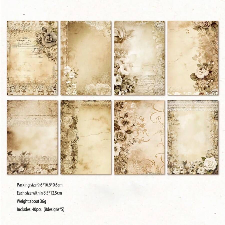 Chunshan Collection Vintage Rural Flowers Hand Account Book, 40 Sheets/1 Set - Brown - View 1