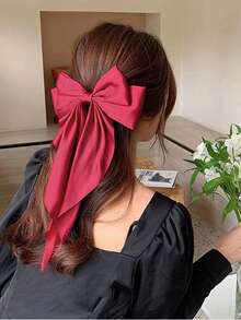 1pc Red Large Bowknot Hair Clip - Multicolor - View 2