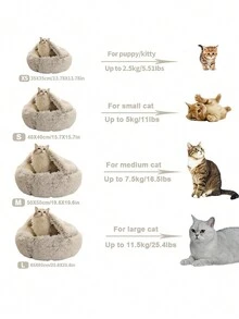 1pc Winter Warm Shell Shaped Semi-enclosed Pet Bed For Pets 5-10kg, Non-removable & Washable With Cashmere Padding - Brown - View 5