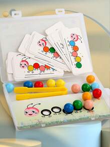 1pc Caterpillar Color-Matching Game Toy Suitable For 2-5 Years Old Kids, Kindergarten Beaded Color Cognition Toy, Montessori Fine Motor Skill Training Toy, Focus Training Early Educational Puzzle Toy. A Gift For Children, Birthday Gift. - Multicolor - View 5