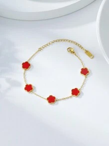 1 Pulsera De Acero Inoxidable De Moda Popular - Rojo - Ver 3