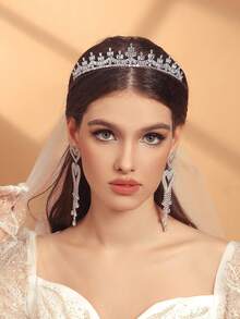 1個豪華的全鑲鑽新娘皇冠,適用於派對、婚禮、晚會、禮物或任何時尚髮飾