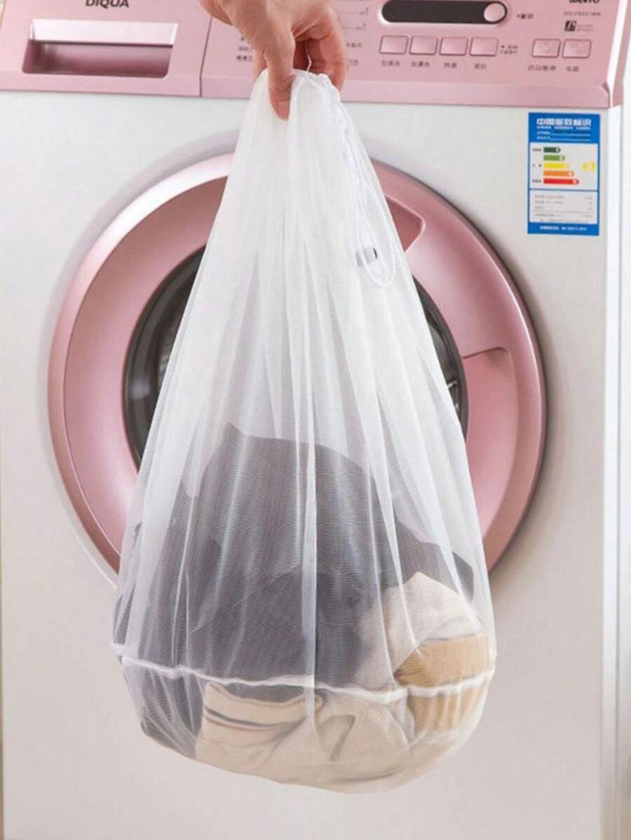 1pc Large White Nylon Bra Washing Bag - White - View 1