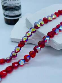 10pcs Heart Shaped Glass Beads For Diy Jewelry Making - Red - View 3