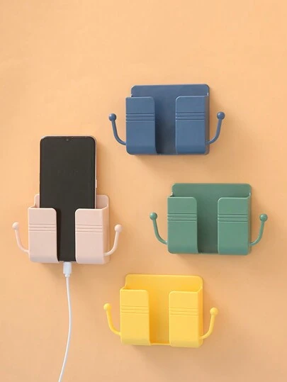 1 件粘性手机充电支架壁挂式床头线缆整理器，带储物功能，适合懒散人士，卧室无需钻孔，兼容 、Android 手机，生日、家庭、朋友手机支架、手机配件礼物