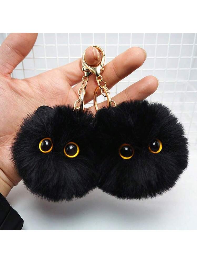 Porte-clés en peluche en forme de chat noir, pendentif souple avec design, porte-clés chat pour portefeuille, sac de voiture, accessoire en peluche, breloque chat pour les vacances, Halloween