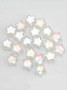 50pcs/Pack 8mm Center Hole Electroplated Glass Pentagram Beads, DIY Jewelry Accessories For Necklace, Bracelet, Earrings