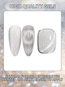 AiFer Nail Art White Cat Eye Gel Polish With Shimmering In Sun And Many Chips, Popular Color Manicure Gel Uv 15ml - White - View 3