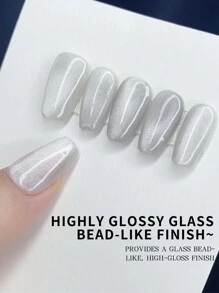 AiFer Nail Art White Cat Eye Gel Polish With Shimmering In Sun And Many Chips, Popular Color Manicure Gel Uv 15ml - White - View 9