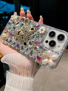 全新高品质时尚简约手工全钻豹头 TPU 防震手机壳保护套适用于 iPhone11/12/13/14/15/16/17 PROMAX - 彩色 - 查看 2