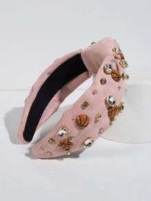 1件女士籃球飾品，寶石裝飾運動頭帶