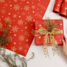 10pcs/Pack Christmas Wrapping Paper Snowflake Print, 50cm X 70cm, Suitable For Festival Party Gift Wrapping Decoration, Christmas