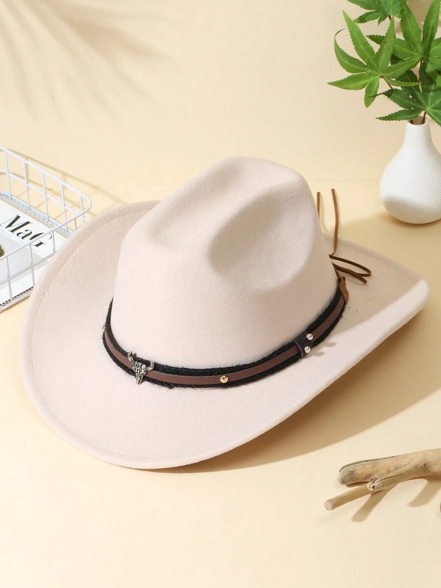 1 chiếc mũ đầu bò và thắt lưng trang trí cho nữ Boho Cowgirl Hat Cowboy Hat Ridge Jazz Panama Hat nỉ mềm Fedora Hat kiểu cao bồi miền Tây Thích hợp sử dụng hàng ngày