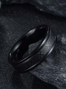1個男士羅馬數字不銹鋼戒指,個性化流行的鈦鋼珠寶,極簡風格6mm