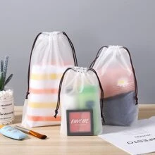 10入組透明拉繩袋,防水收納袋,旅行袋,泳裝收納袋,防塵鞋袋,防水熱泉袋,塑膠袋 - 白色 - 查看 2