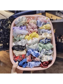 Set 15 Pzs Scrunchies Diferentes Diseños Donas Para Cabello Peinado Mujer Accesorio - Multicolor - Ver 2