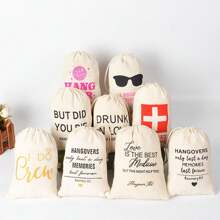 2入/5入/10入喝送禮小禮袋，具金屬光澤印花拉繩禮品袋 - 彩色 - 查看 3