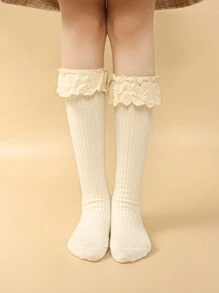 1 Par Calcetines De Encaje Sin Mostrar Para Niñas - Beis - Ver 1