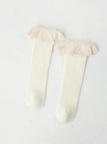 1 Par Calcetines De Encaje Sin Mostrar Para Niñas - Beis - Ver 3