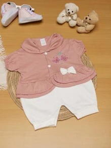 Kit 03 Macacão Infantil Baby Menina Bebê Recém-Nascida-03 meses Promoção (Canguru)