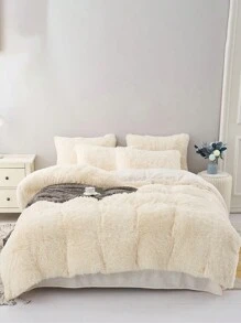 米色毛絨法蘭絨羽絨被套套裝(3 件) - 米色 - 查看 7