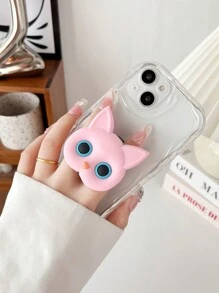 Cute 3d Cat Shaped Phone Grip & Stand With Telescoping & Folding Function - Pink - View 2