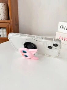 Cute 3d Cat Shaped Phone Grip & Stand With Telescoping & Folding Function - Pink - View 3