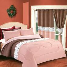 Juego De Cobertores King Diferentes Diseños Cobertor De 7 Piezas Cómodos Y Suaves Edredón Para Su Habitación - Coral con café - Ver 1