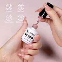 RARJSM Rubber Base Gel for Nails Nude Pink Natural Sheer Jelly Color Extend Rubber Base Coat Gel Nail Polish Builder Gel in a Bottle 15ml Soak Off Curing Requires Salon Home DIY Use French Manicure - 淺粉紅色 - 查看 2