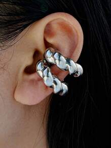 2入組/套簡約c型設計耳夾與耳釘,女性節日約會和聖誕節禮物 - 金黃色 - 查看 6