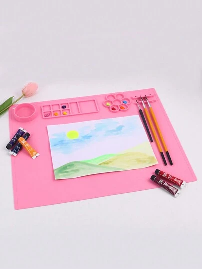 1pc Silicone Drawing Mat, 50.3cm X 40.2cm Jewelry Making Silicone Craft Mat With Color Separation Function, Suitable For Painting, Clay, Resin And Crafts, Desk Protector Mat, Back To School, Mother's Day, Mom Gift