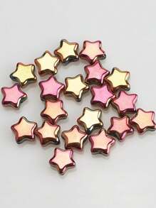 50pcs/Pack 8mm Center Hole Electroplated Glass Pentagram Beads, DIY Jewelry Accessories For Necklace, Bracelet, Earrings