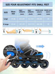 EASY ROLLER 輕鬆滾動運動風格成人大尺寸可調節滾輪溜冰鞋,配有高彈性pu輪,適合戶外滑冰 - 紅色 - 查看 5