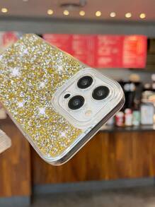 1pc Eye & Full Rhinestone Decor Tpu Phone Case Compatible With IPhone - Multicolor - View 3