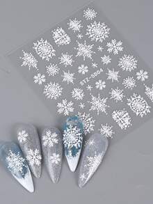 4 Sheets/set 5d Embossed Christmas Cartoon Snowflake Nail Art Sticker - Multicolor - View 5