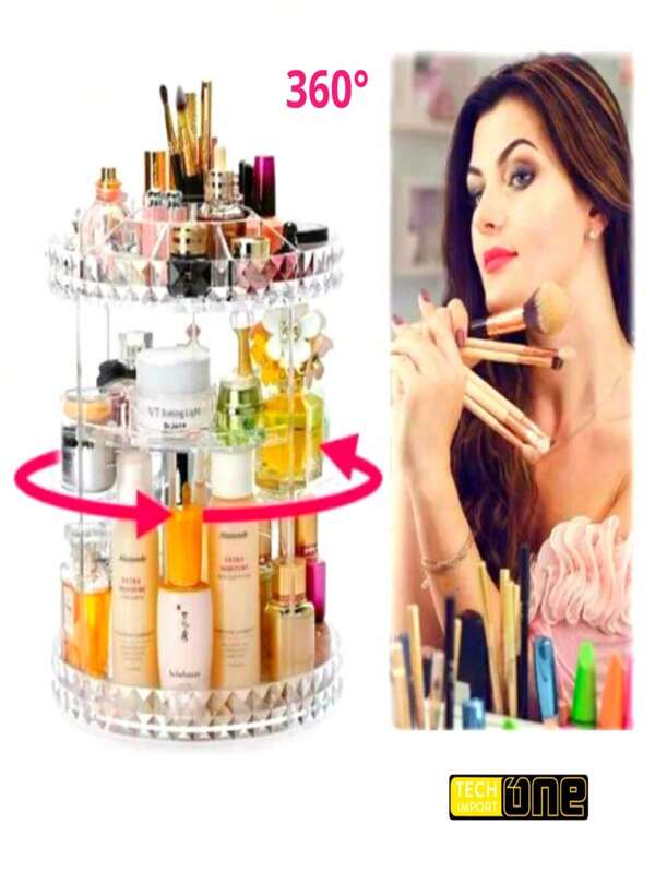 Organizador De Maquiagem Giratório 360° Torre Acrílico Makeup Cosméticos