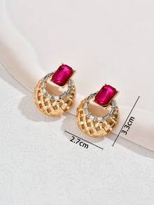 1 對設計師合金耳環,水鑽和鏤空設計,優雅珠寶,適合約會、派對、度假、休閒場合和作為感恩節禮物