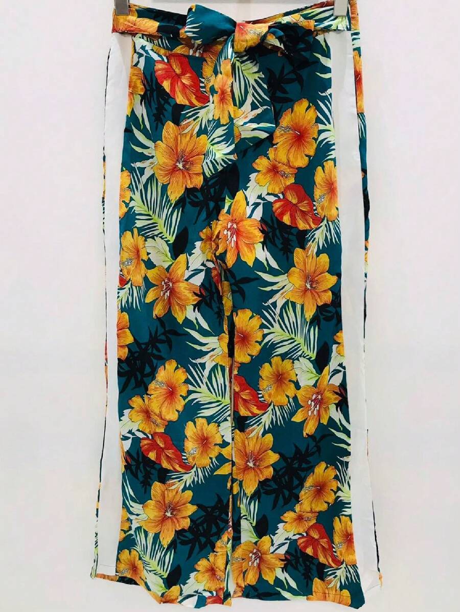 女士棉質寬褲 - 綠色 - 查看 1