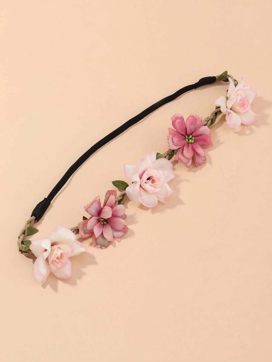 1pc Pink Bohemian Style Lovely Artificial Flower Crown For Kids SHEIN USA