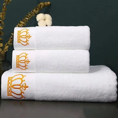 1 件白色铂金缎刺绣柔软吸水浴巾/面巾，情侣家居日常使用酒店礼物，成人家用干发/面巾淋浴毛巾适用于美容院、酒店运动、家居必需品、毛巾、皮肤护理