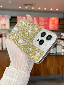 1pc Eye & Full Rhinestone Decor Tpu Phone Case Compatible With IPhone - Multicolor - View 4