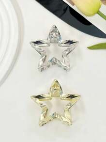 2 件/套女士可愛時尚五尖星形髮夾,合金材質,適合日常佩戴、服裝配件和舞會禮物