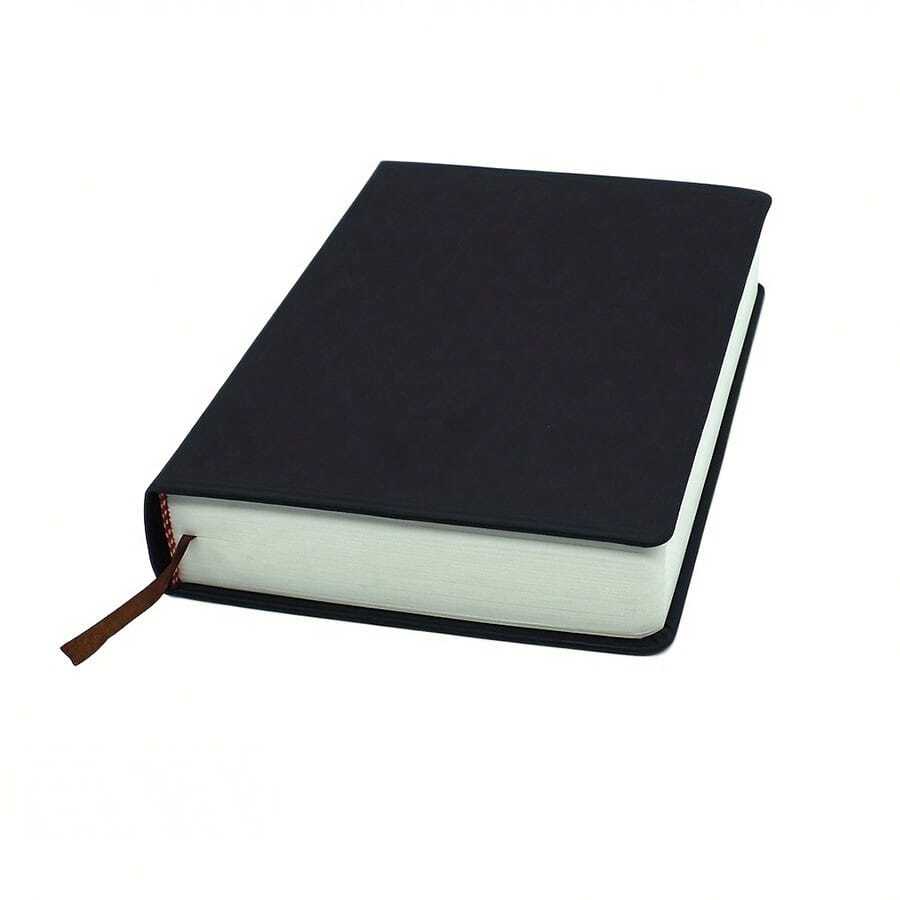 超厚空白筆記本,附大寫生本白頁和 Pu 皮革封面,辦公室和學校用品 - 黑色 - 查看 1