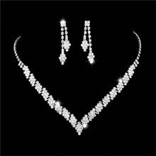 2 Stücke Set (Halskette + Ohrringe) Neuer koreanischer Stil Braut Kristall Klauen Kette Schmuckset Halskette Set