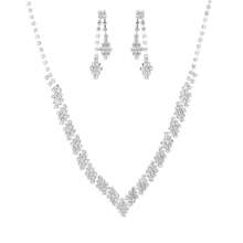 2 Stücke Set (Halskette + Ohrringe) Neuer koreanischer Stil Braut Kristall Klauen Kette Schmuckset Halskette Set