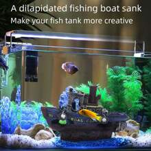 1入組樹脂沉船水族箱裝飾,海盜沉船魚缸藏身處裝飾品 - 彩色 - 查看 1