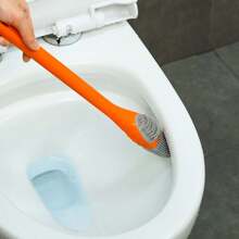 1支馬桶刷,掛牆閃電鴨設計,無死角間隙清潔,硅膠衛生間清潔刷,無需鑽孔安裝 - 白色 - 查看 7