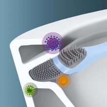 1支馬桶刷,掛牆閃電鴨設計,無死角間隙清潔,硅膠衛生間清潔刷,無需鑽孔安裝 - 白色 - 查看 6
